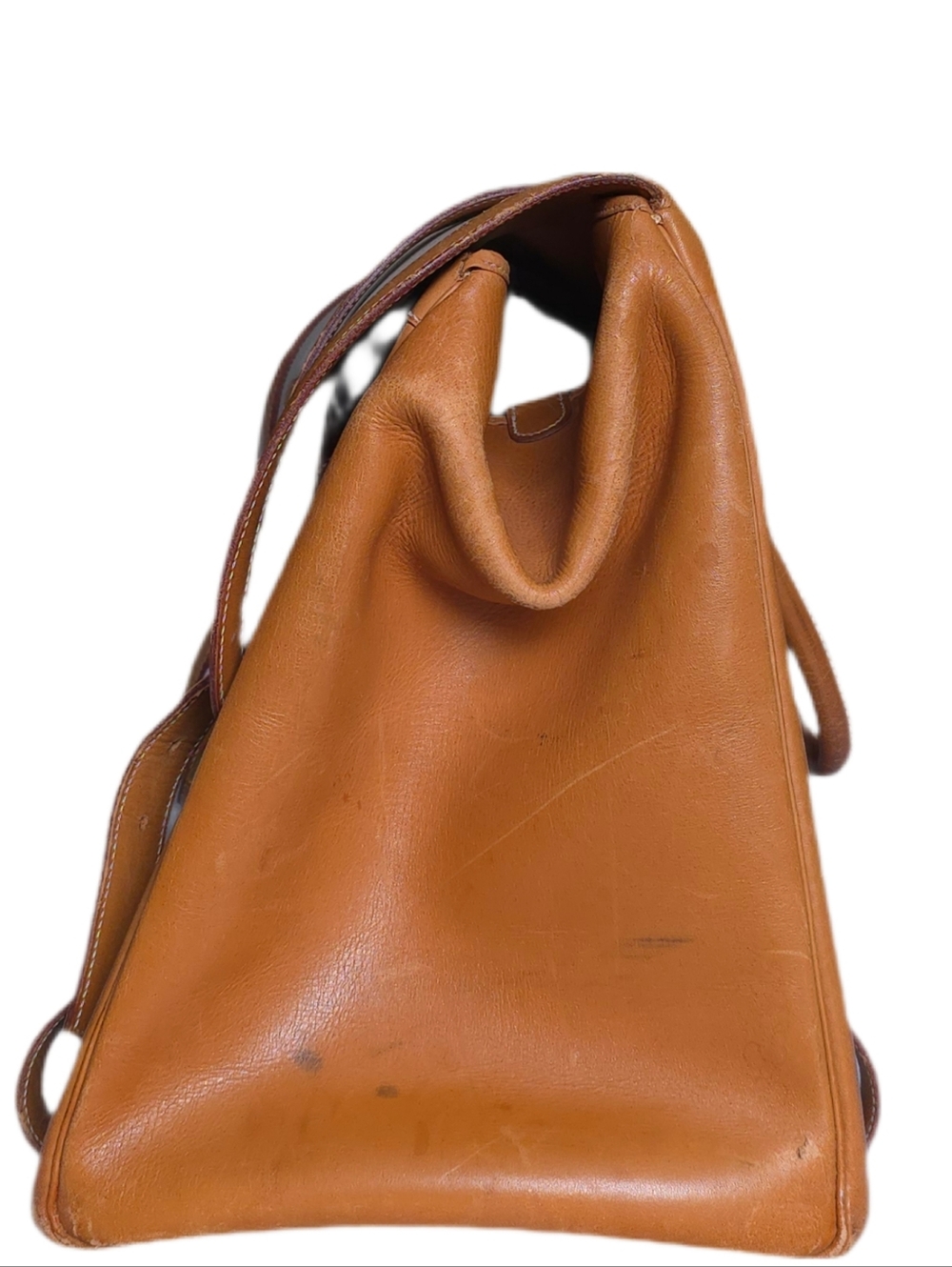 Hermès Drag Beige Canvas and Tan Leather Travel Bag - Picture 8 of 16